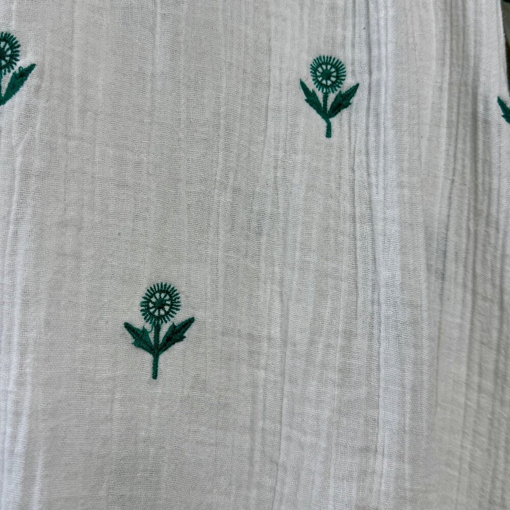PINK CHICKEN Embroidered Cotton Ava Dress Girls 5 White & Green Boho Beach Cover - Picture 6 of 9